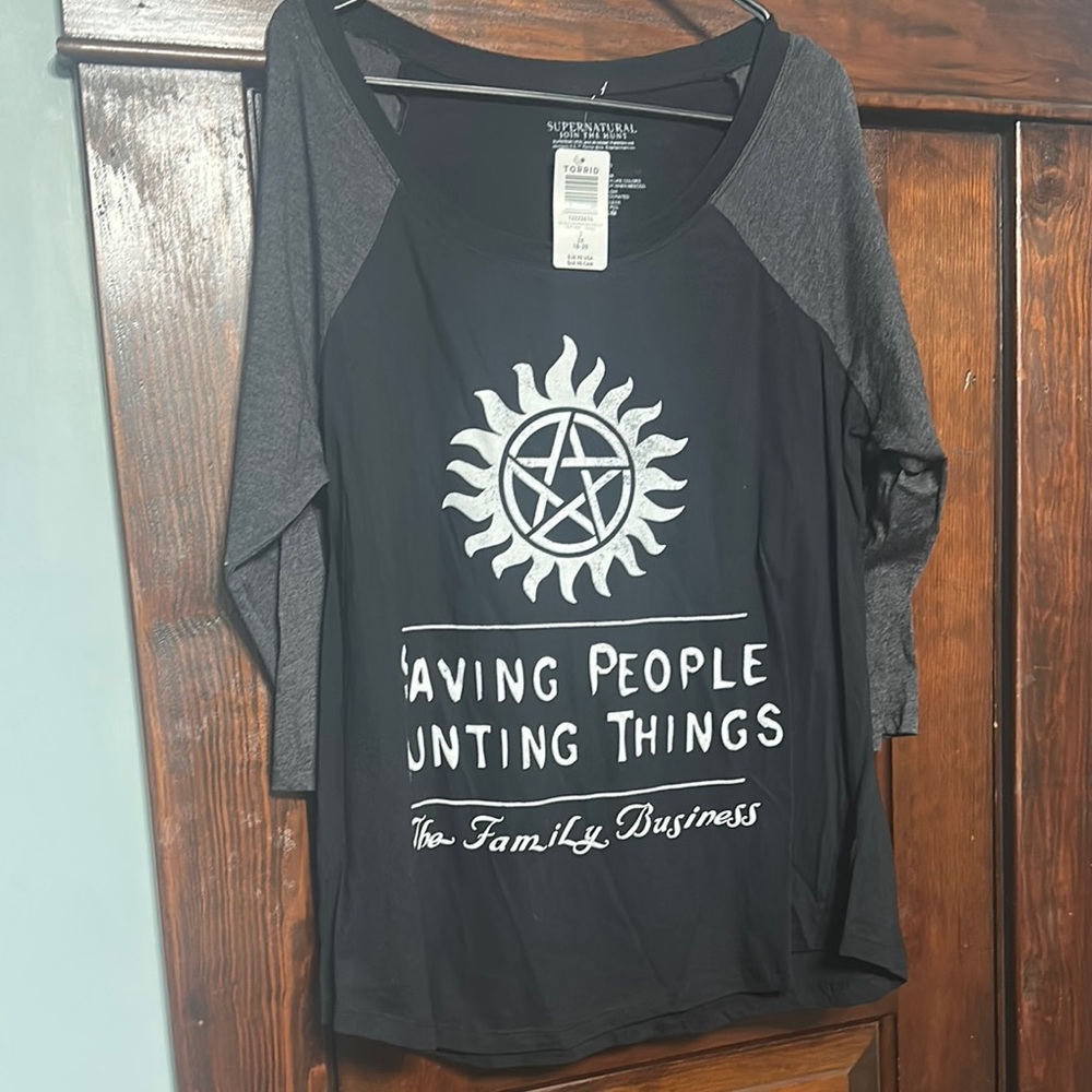 Torrid Black and Gray Supernatural Long Sleeve Tee